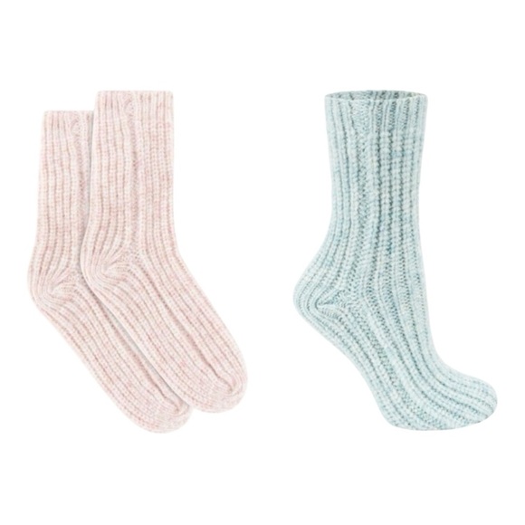 LEMON Chunky Knit Sweater Socks Pink & Mint One Size NEW - Picture 1 of 8